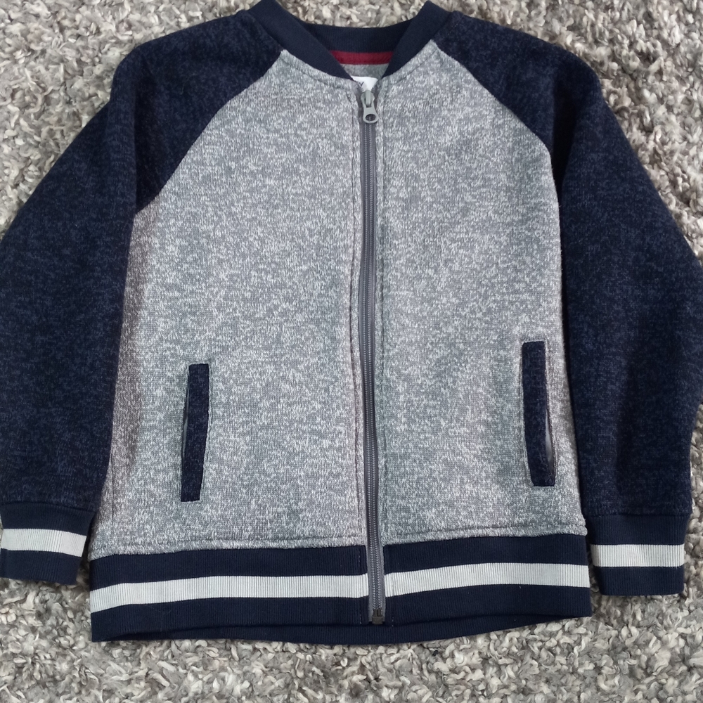 Old Navy Gray and Navy Zip-Up Jacket Size S 6-7